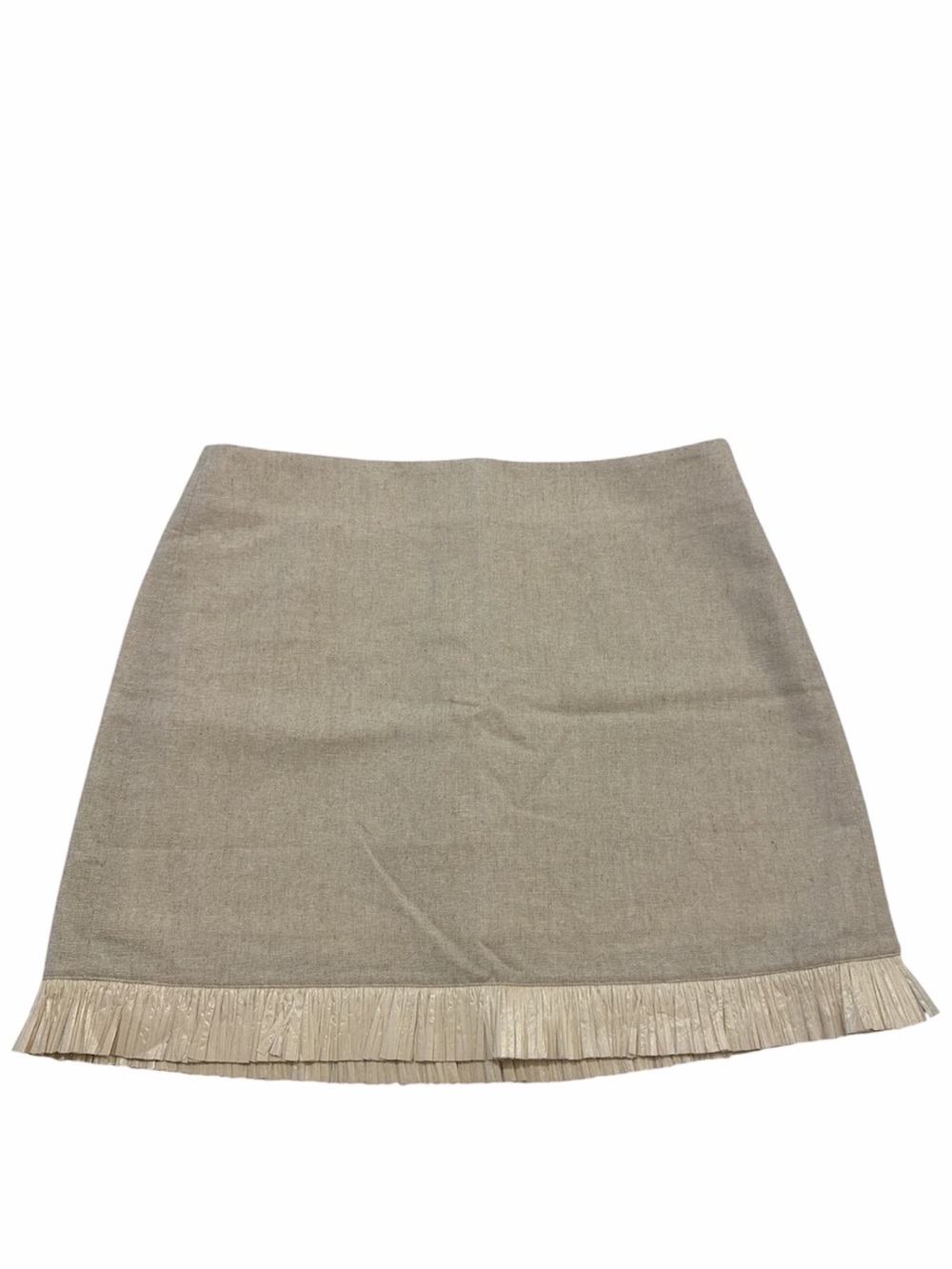 J. Crew Straw Raffia Ruffle Trim Linen Blend Mini Skirt  NWT size  12